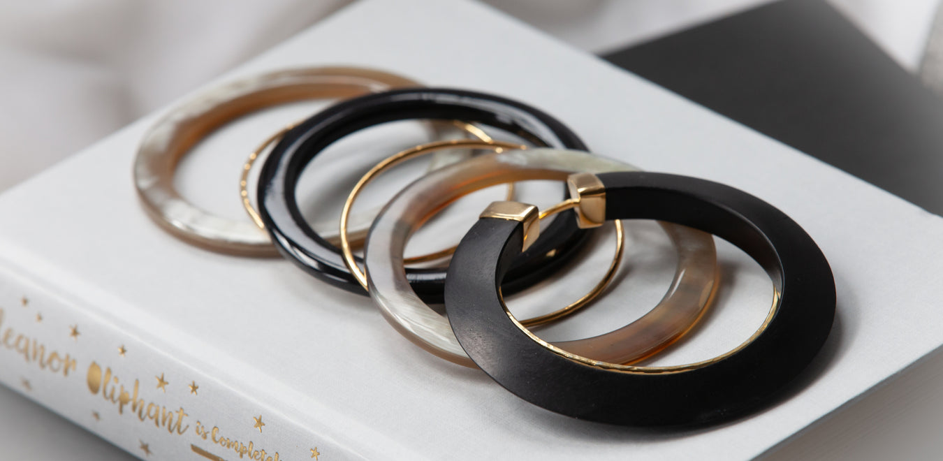 Gifts under 50 pounds, Chrissie horn bangle in neutral black