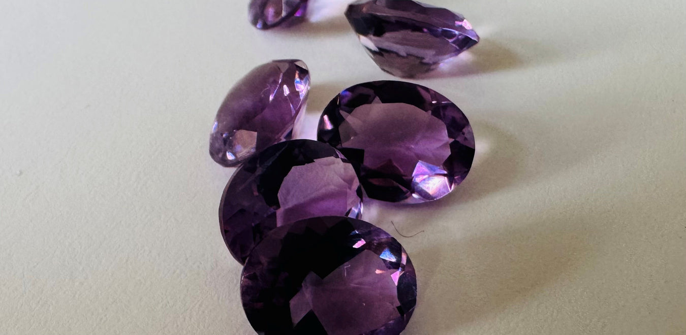 February birthstone amethyst, Isha amethyst open sided ring