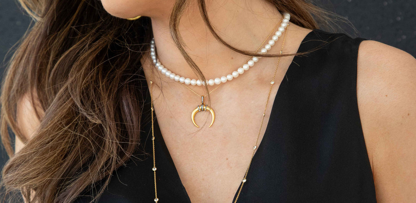 June birthstone pearl, Kat freshwater pearl necklace