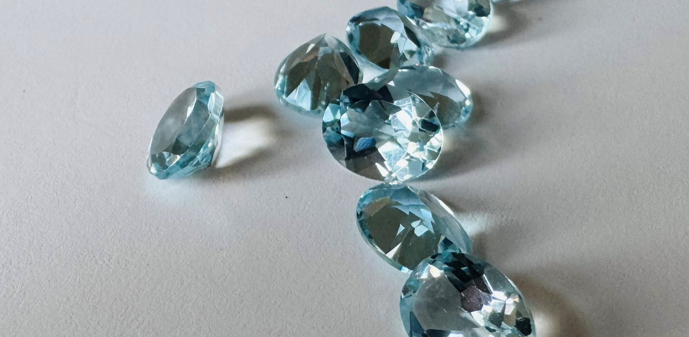 November birthstone topaz, Isha blue topaz open sided ring