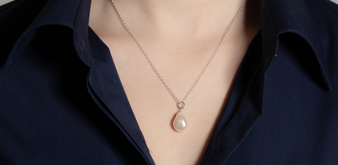 Gifts 100 to 150 pounds, Andrea baroque pearl necklace on silver