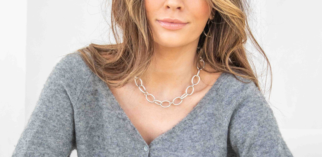 Necklaces collection, Sandrine sterling silver link chain