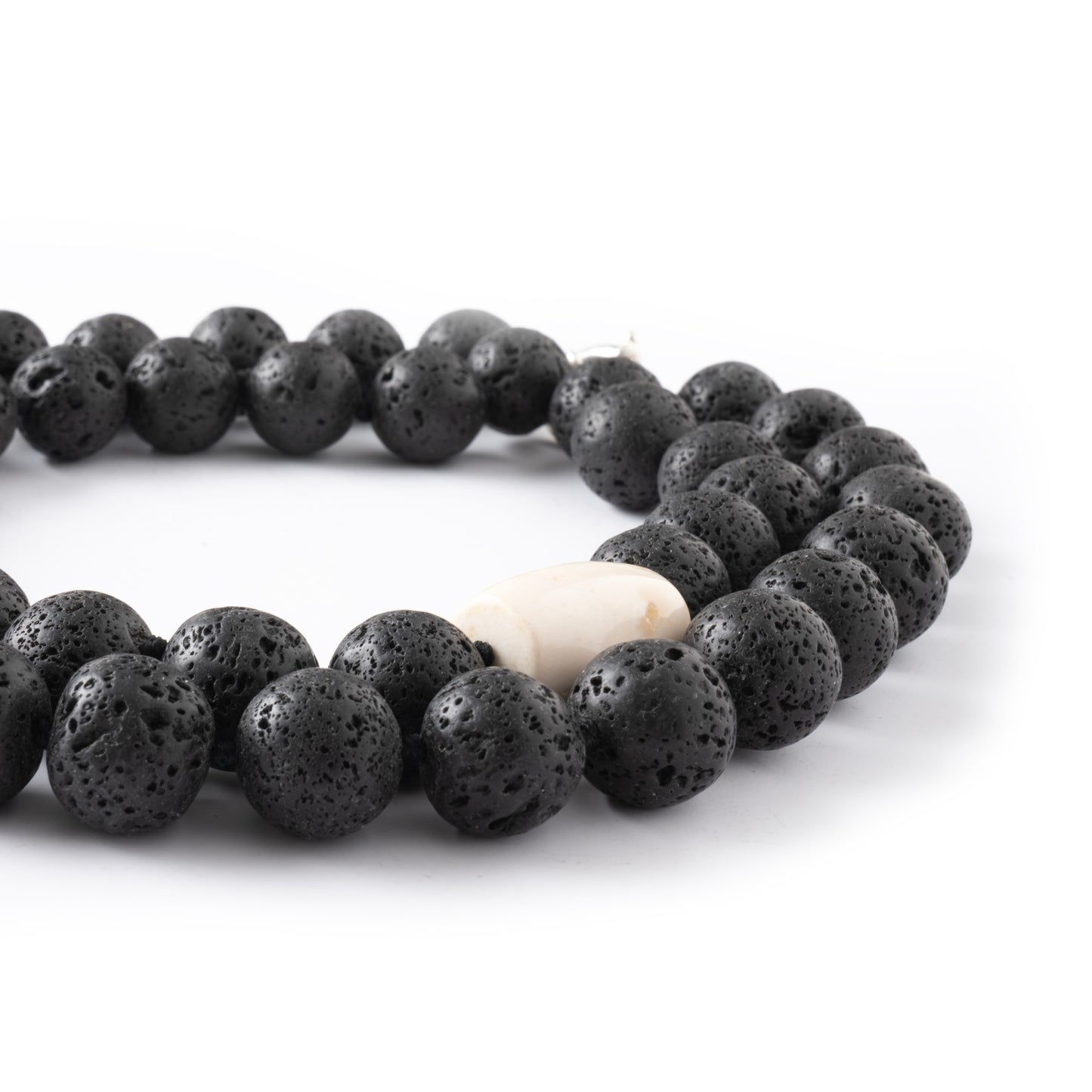Agathe Black Lava Stone and Bamboo Coral necklace