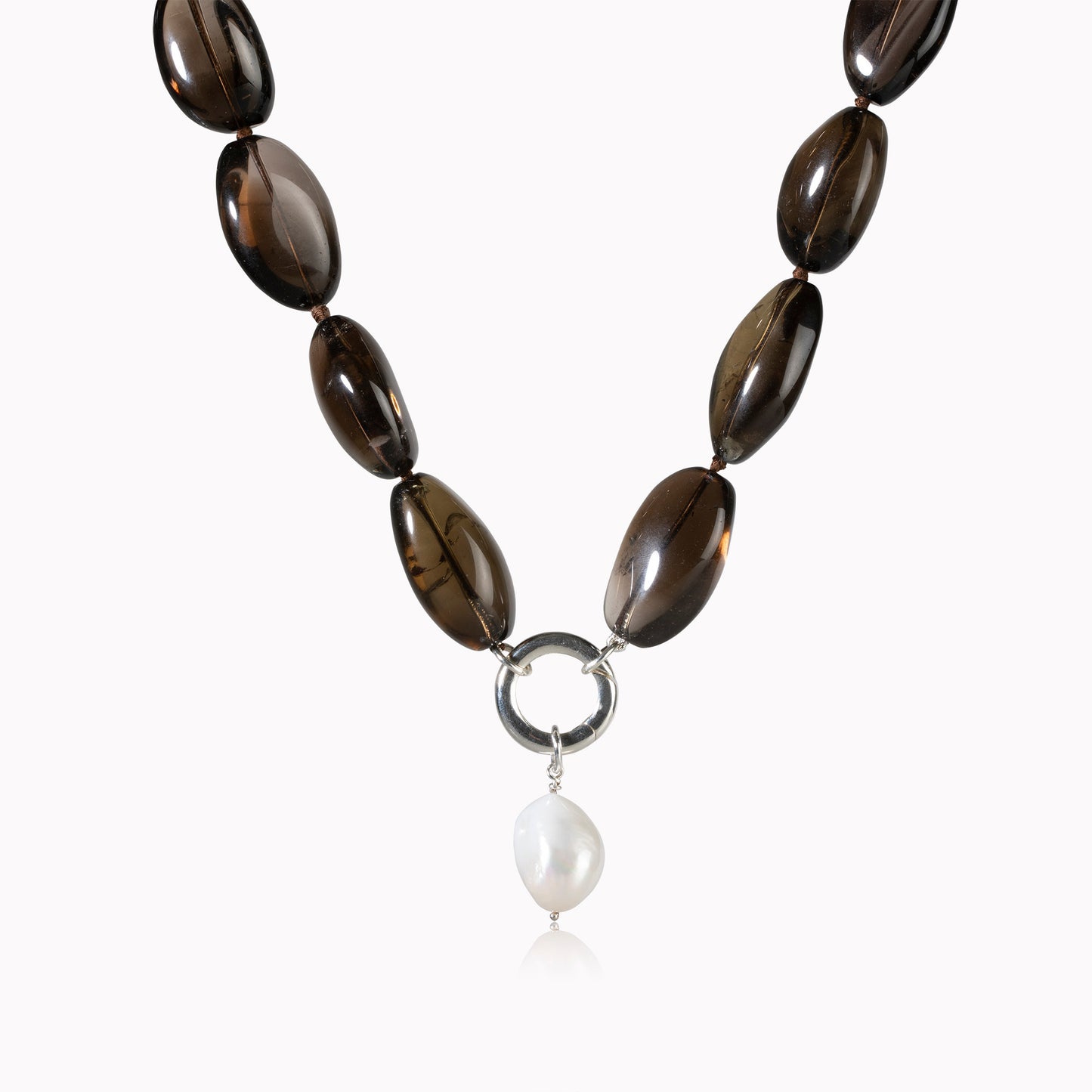 Katrina Smokey Quartz Nugget Necklace With Pearl