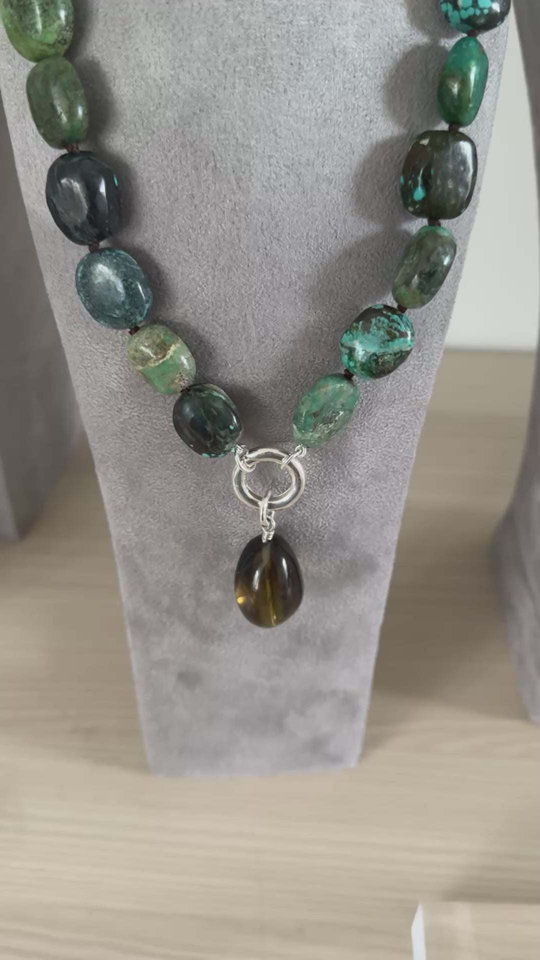 Brigitte Natural Turquoise and Smokey Quartz Necklace