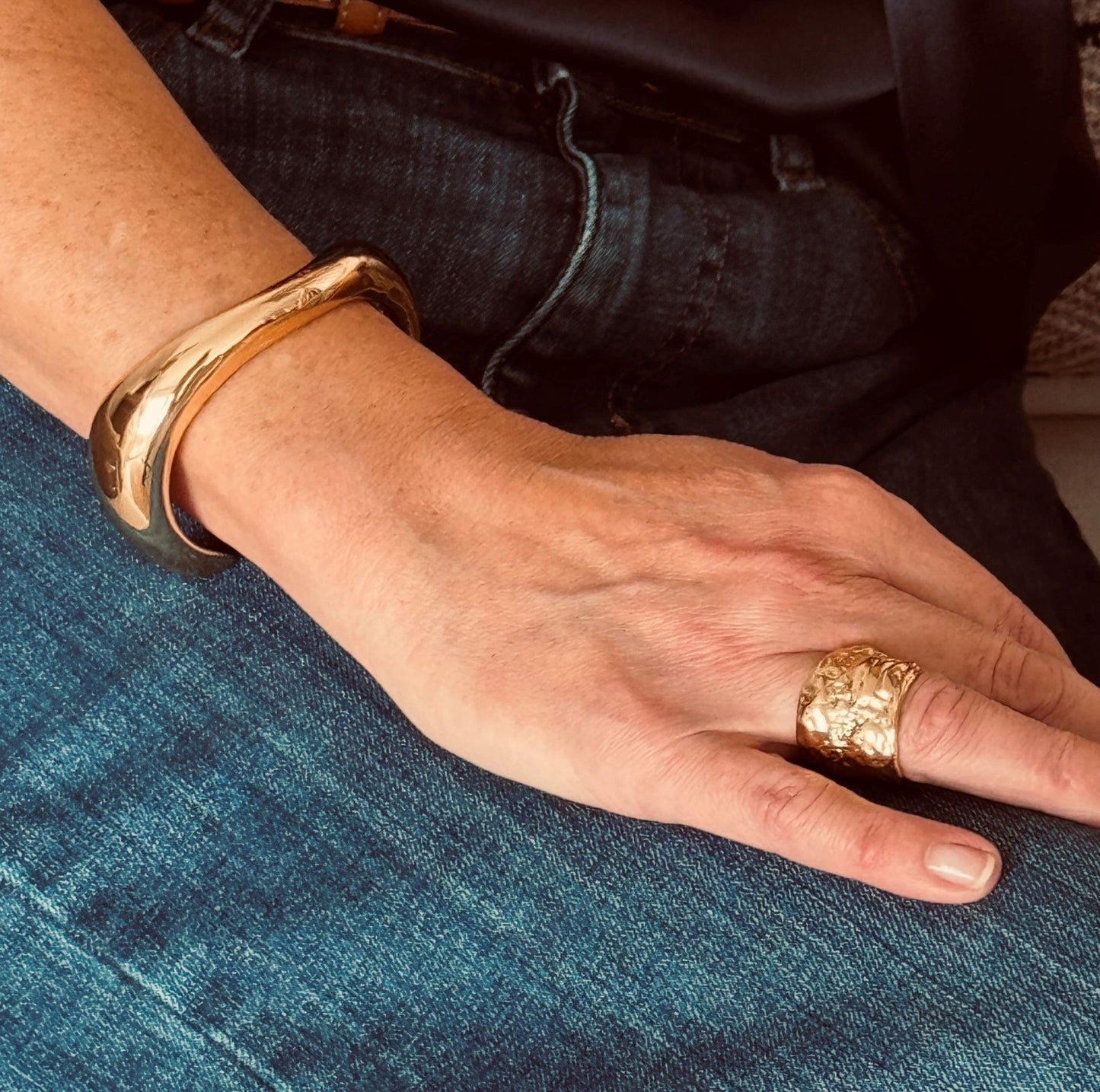 Agatha 18crt Gold Plated Wide Ring